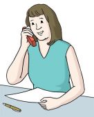 Bild Leichte Sprache: Eine Frau telefoniert.