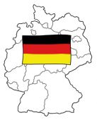 Karte Deutschland mit Deutschlandfahne