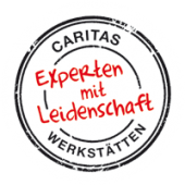 Logo Imagekampagne der Caritas Werkstätten NRW und Niedersachsen - Text: Experten mit Leidenschaft