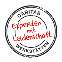 Logo Imagekampagne der Caritas Werkstätten NRW und Niedersachsen - Text: Experten mit Leidenschaft